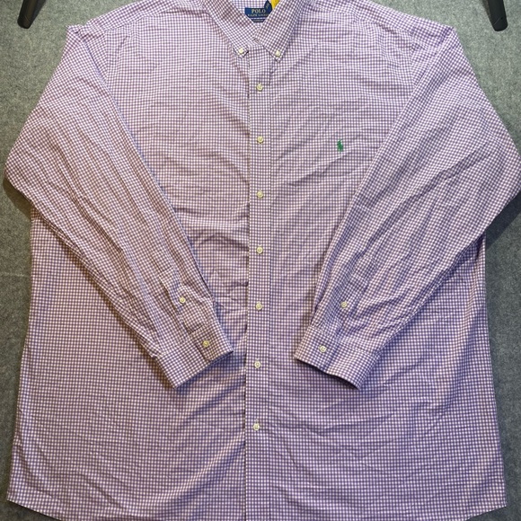 Polo Ralph Lauren Purple Gingham Men's Dress Shirt Classic Fit Long Sleeve 3XLT - Picture 7 of 12